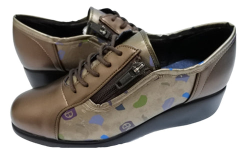 【ナチュラルバック 5283 ブロンズ】サイドジップ靴紐シューズ